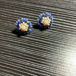 Handmade purple flower earrings